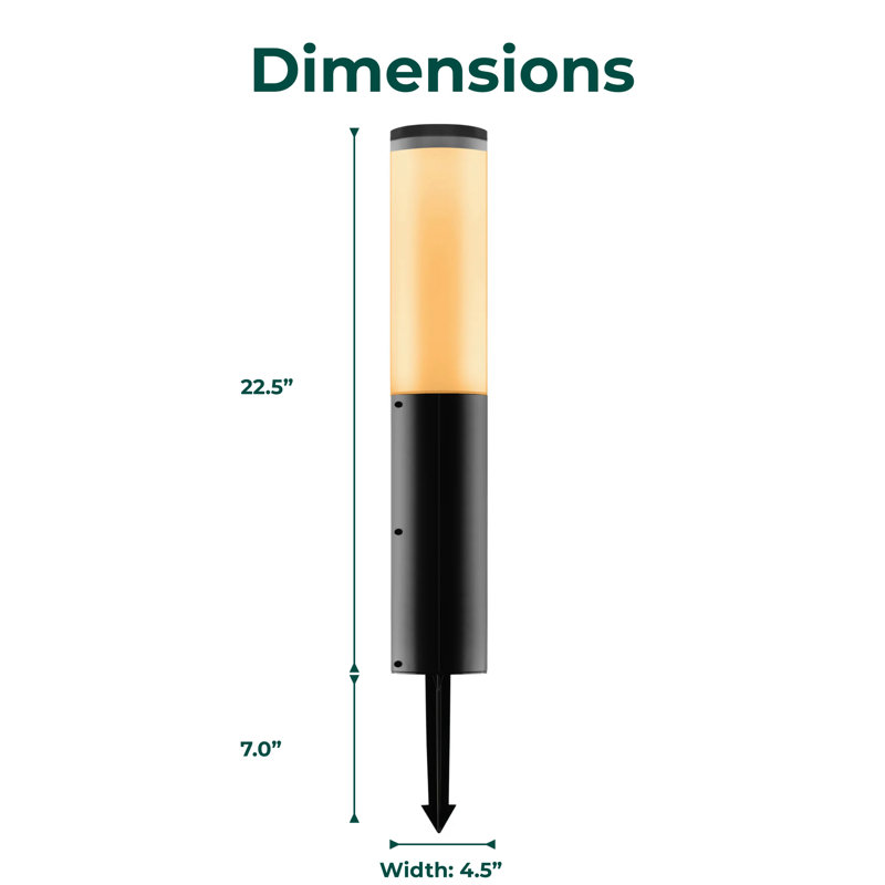 Outdoor Solar LED Modern Home Pathway Light, Amber/White
