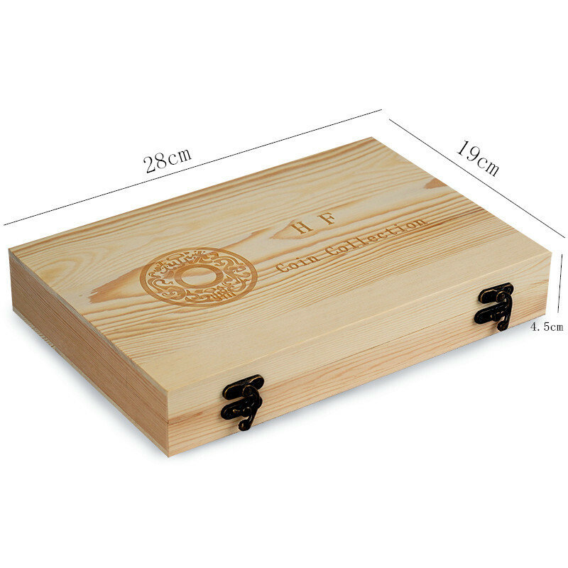100Pcs Adjustable Commemorative Coin Protective Box Wooden Display Storage Case