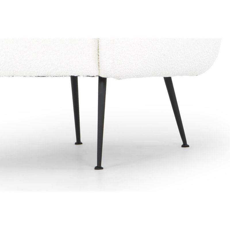 Fauteuil demi-tonneau de 33 po de largeur, Polyester blanc bouclé