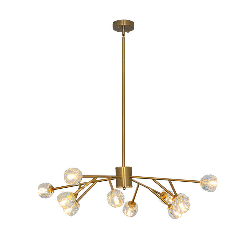 Luminaire suspendu pour îlot de cuisine 12 têtes, Or