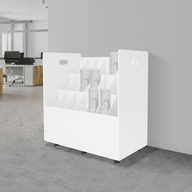 Rangement pour dossiers roulants 21 emplacements avec roulettes, Blanc