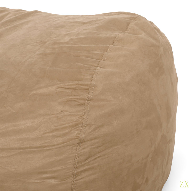 Pouf cylindrique en microfibre 6,5 pieds Potrero, Tissu beige, H 33,03 po x l 70,03 po x P 44,96 po