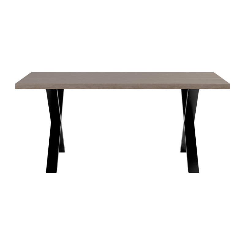 Harrington Oak Solid Wood Top Metal Base Dining Table