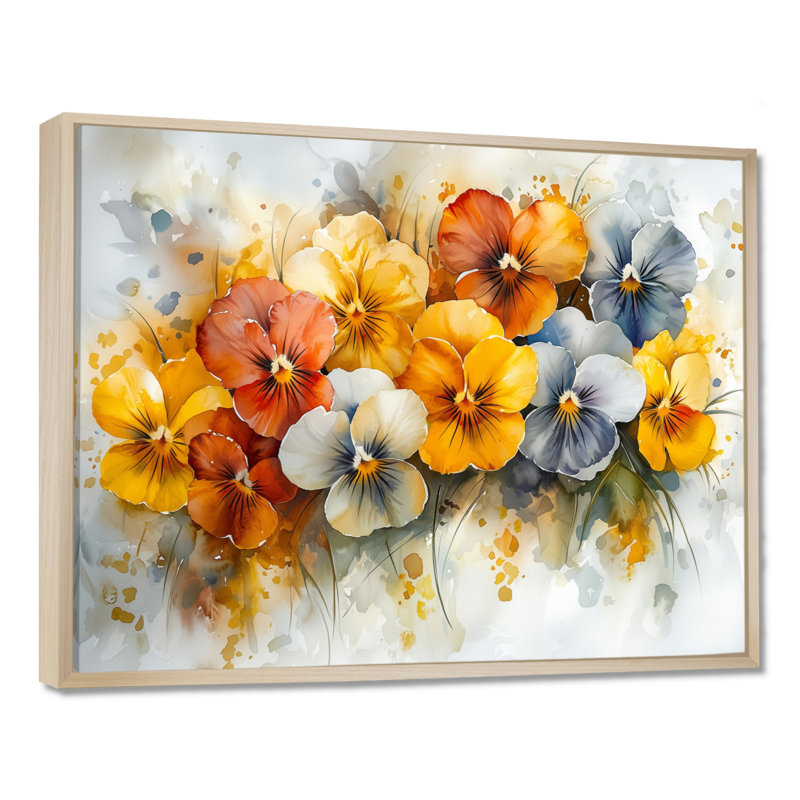 Hutchings - Floral Wall Art, H 12 po x l 20 po, Impression encadrée flottante, Crème, crème