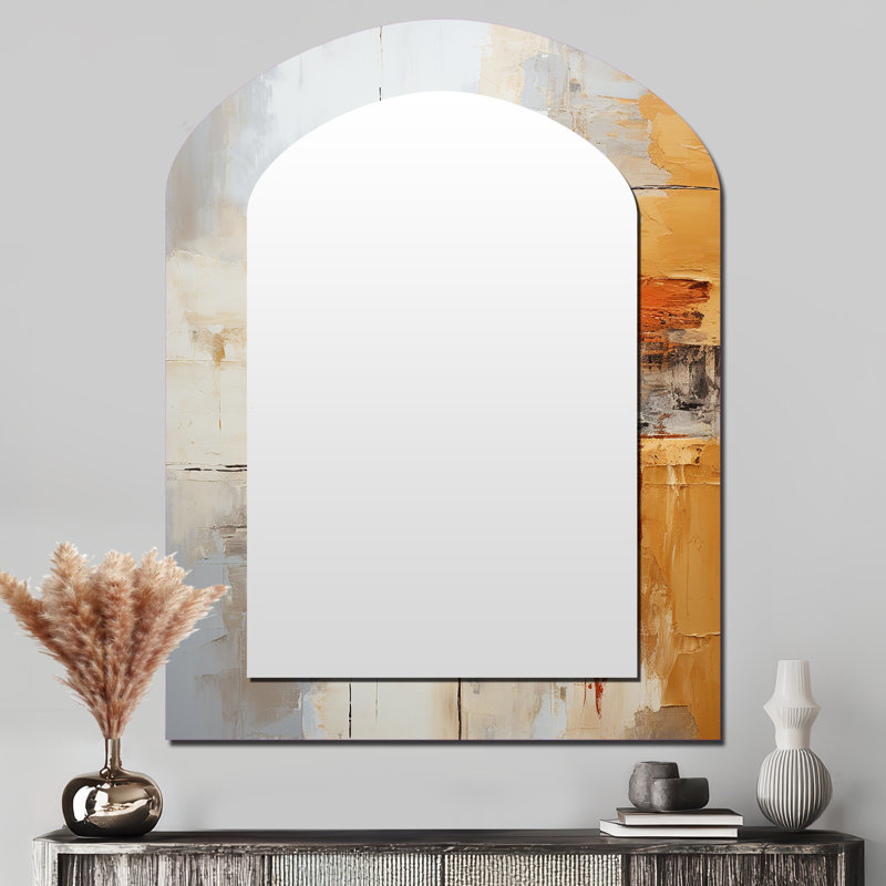 Impressions fractales abstraites orange - miroir mural moderne, 43 po x 33 po