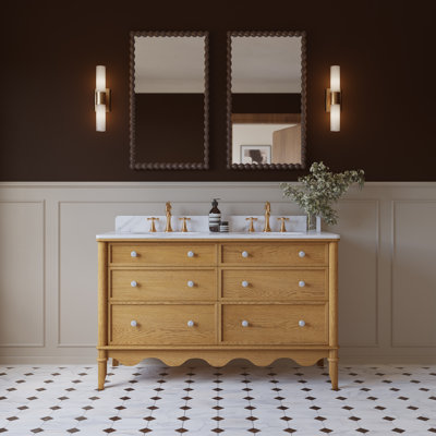 Cheyannia 54"W x 22"D Double Sink Bathroom Vanity with Cultured Marble Top