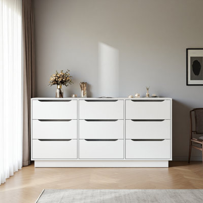 Commode 9 tiroirs pour la chambre à coucher avec tiroirs profonds, commodes en bois à grand plancher et commode, commodes longues modernes pour le placard du salon