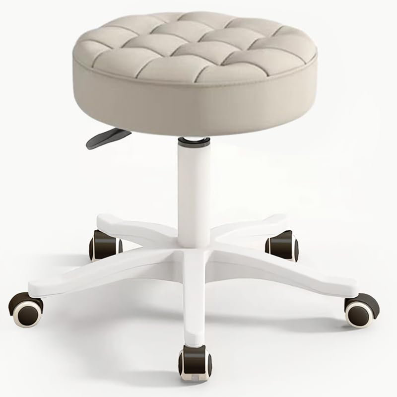 Small Chair Round Rolling Stool with Wheels, Grey