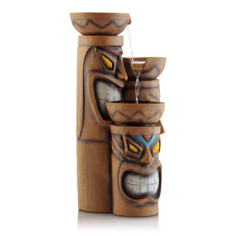 Triple fontaine Tiki avec lumières DEL