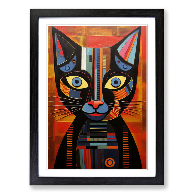 Egyptian Cat Constructivism No.3 - Framed Print, 64" H x 46" W x 2" D, Black
