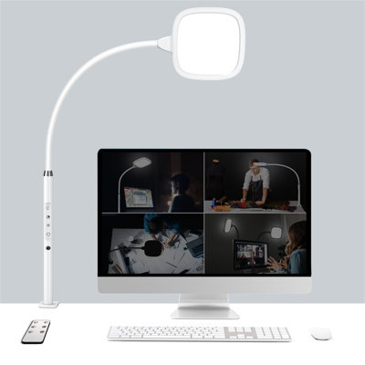 LED Study Desk Lamp, 20W Clip-On Office Desk Lamp, Dimmable, Top Bright, 360° Rotation, Large Lighting Area, Clip-On Architect Desk Lamp