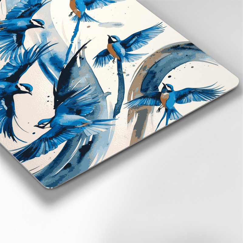 Oiseaux, art mural en métal beige et gris, H 12 po x l 18 po