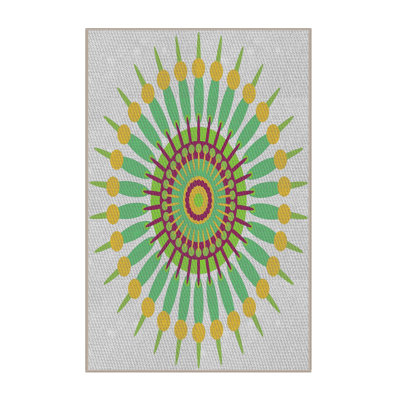 Laine tissée à la main et polyester jaune/vert/gris Tapis décoratif