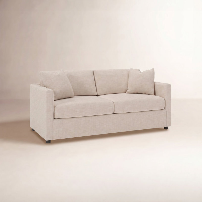 Godwin 75" Upholstered Sofa, Lena Sand Performance Linen Blend