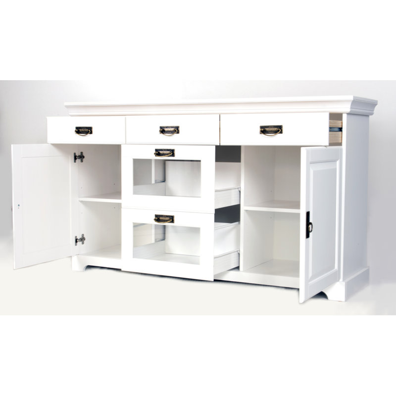 Manwaring 145.3cm Solid Wood Sideboard, White