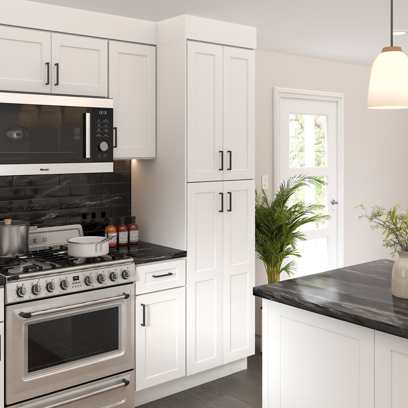 Furinno Shaker Utility Kitchen Cabinets With 2 Doors, Ready to Assemble, 24 D x 30 W x 96 H, White, 24"