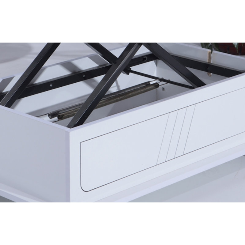 Table basse Rio Smart For Living, table basse à hauteur réglable, blanc 1003