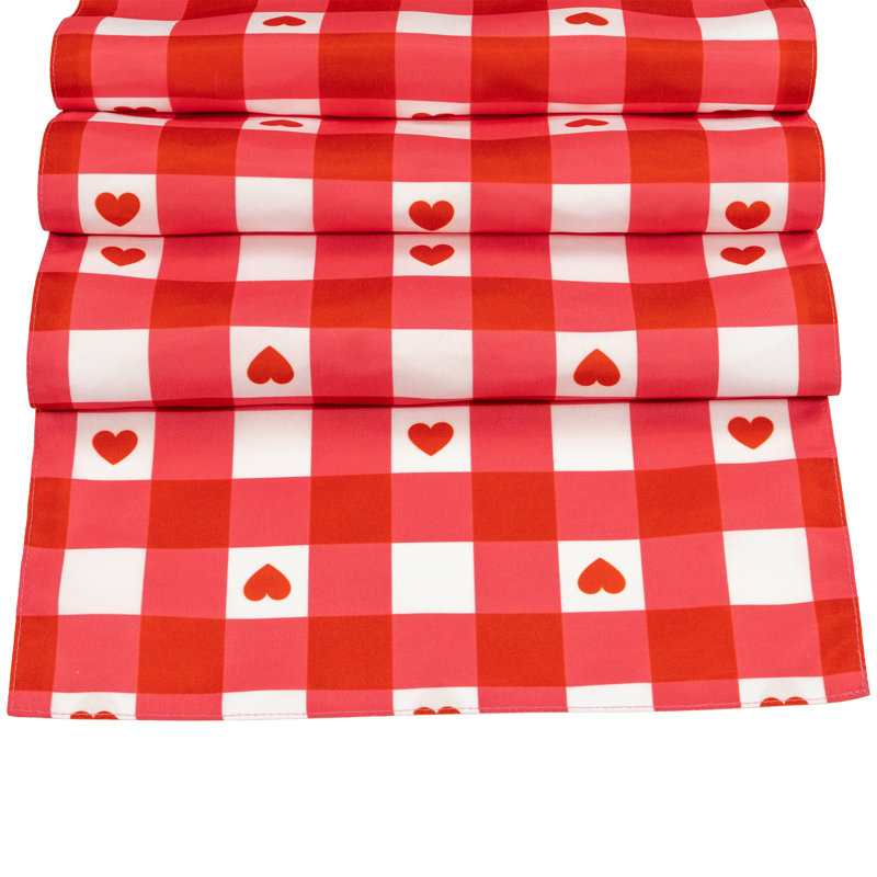 Chemin de table en polyester à pois Saint-Valentin