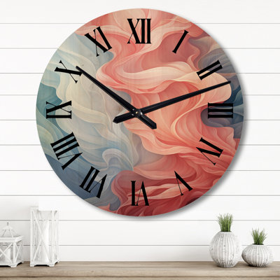 Horloge murale à encre encre Wave Rhythms en bleu et rouge
