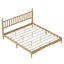 Lit plateforme très grand en bois avec tête de lit en forme de gourde, lit plateforme de style rétro avec support en lattes de bois, naturel-174021799