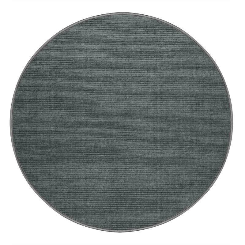 Machine Washable Solid Gray Area Rug, Round 4'