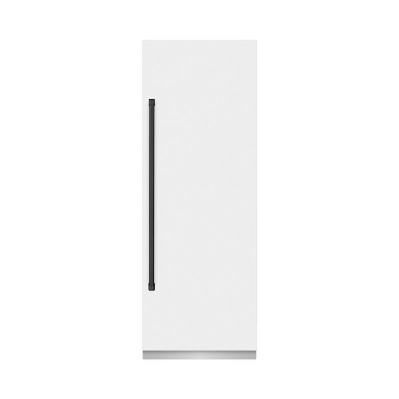 ZLINE Autograph 30 in. Column Refrigerator with Graphite Gray Interior and Champagne Bronze Accents, White Matte/Black