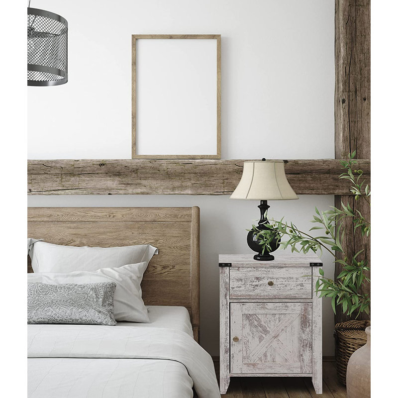 Kunkle Farmhouse Manufactured Wood Nightstand, White, Set of 2