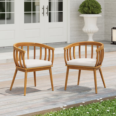 Chaises de salle à manger d'extérieur en bois d'acacia avec dossier courbé Sonny