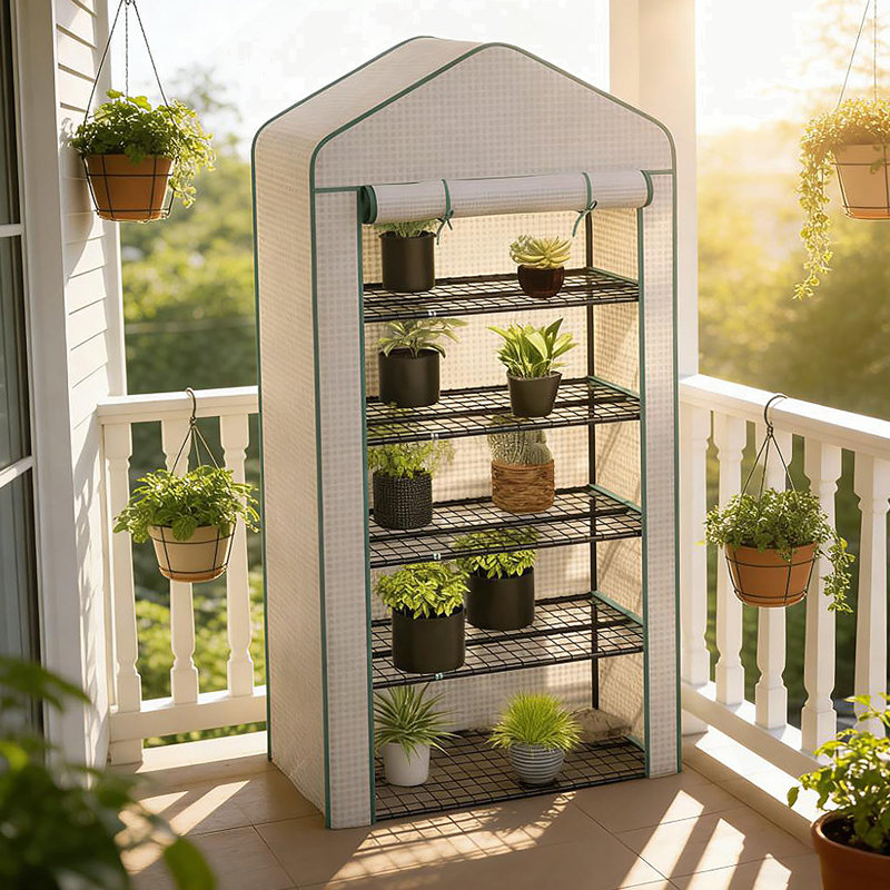 Small Portable Greenhouse,Convenient Mini Greenhouse, Green/White