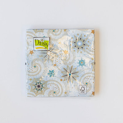 Set Of 20 Swirls Of Snowflakes And Stars Napkins