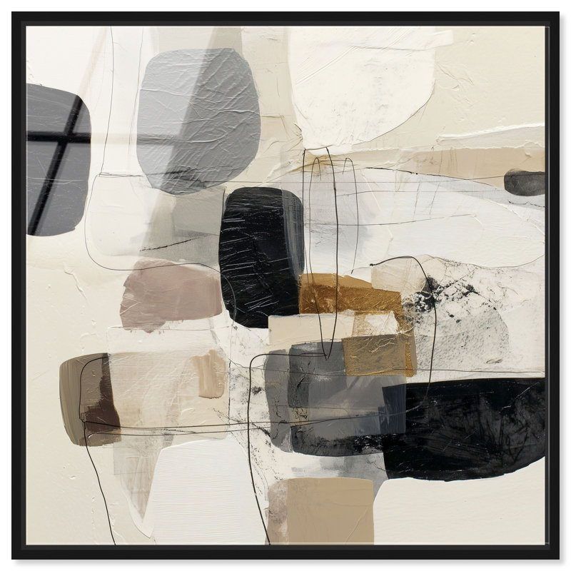 "Pebble Path I", reproduction d'art acrylique encadrée par Art Remedy, cadre noir, 12 x 12, 13"H x 13"W, Black Frame