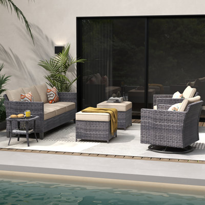 GRST Rattan Sofa Seating Group with Cushions by Latitude Run