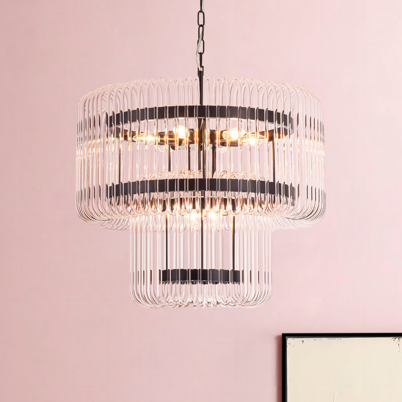 Lustre gradué à 9 lumières Alissya, Noir mat