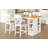 Solid Wood Farmhouse Counter Height Dining Table Set With 3-Tier Storage Shelves, Upholstered Dining Chairs For 4, 5-Piece