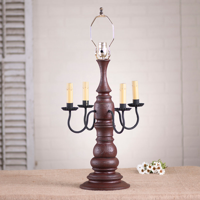Enya Solid Wood Lamp Base Lamp, Americana Red