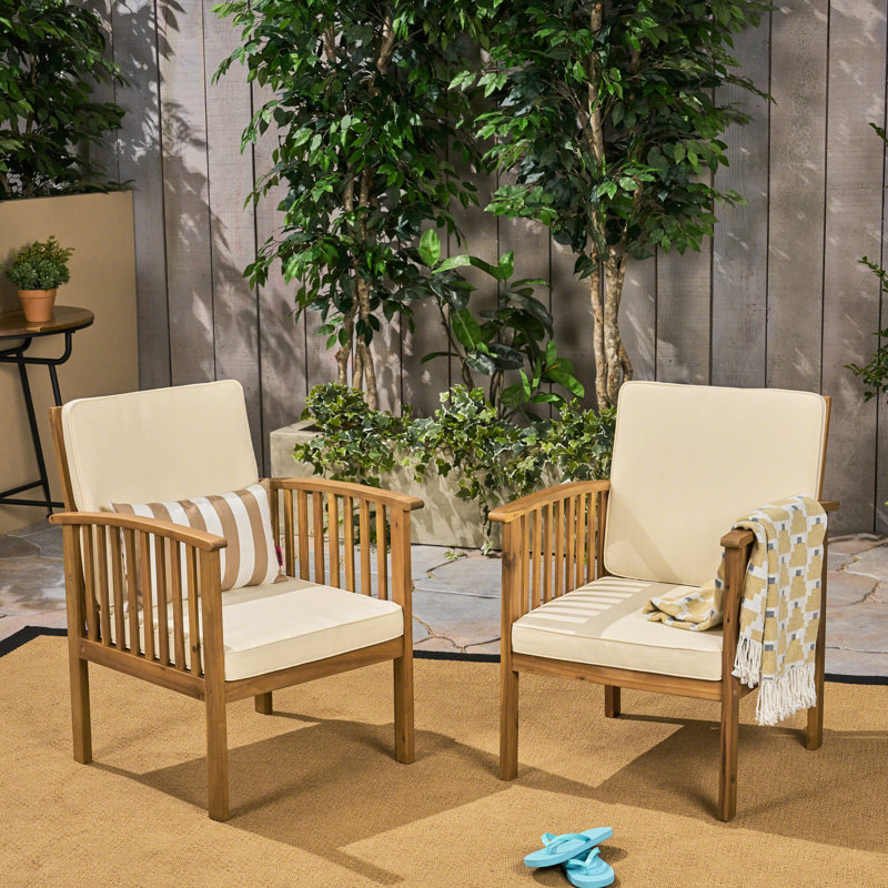 2 chaises d'extérieur avec coussins confortables et résistants aux intempéries