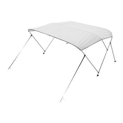 3-Bow Boat Bimini Top, 600D Polyester Canopy with Aluminum Frame, Waterproof Sun Shade Awning, Light Grey, Fits 6'L x (67"-72")W x 46"H