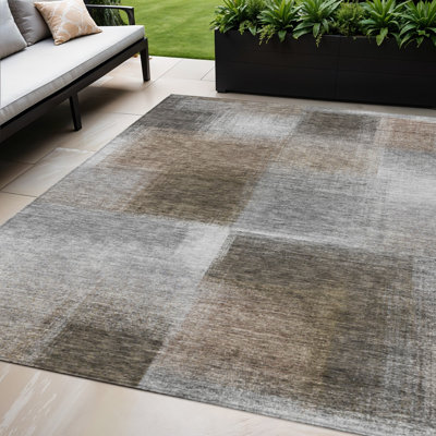Tapis extérieur lavable abstrait gris argenté 3 pi x 5 pi