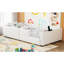 Lit plateforme tapissier simple blanc avec garde-corps et port de charge facile