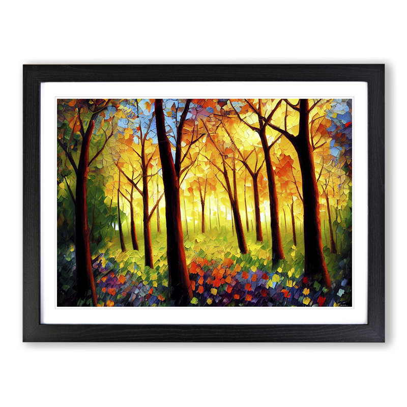 Colourful Spring Forest Vol.5 - Single Picture Frame Print, 46cm H x 64cm W x 2cm D, Black Framed