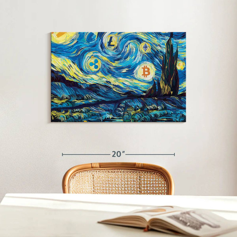 " Cryptocurrency Logos III " by Oliver L, 16" H x 24" W x 1.25"' D