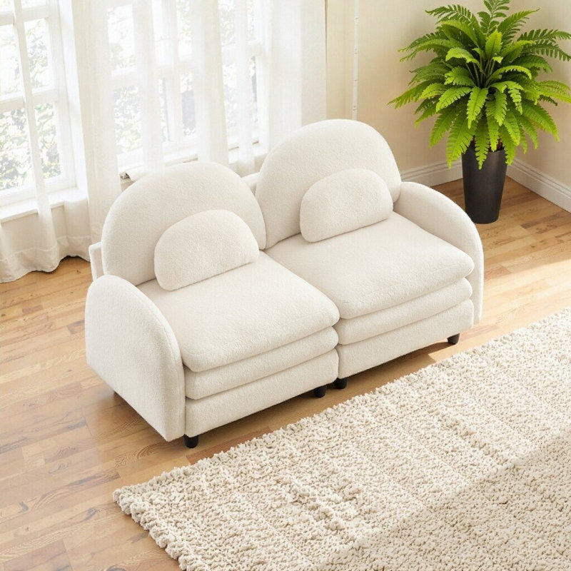 Canapé-lit Teddy, Blanc beige
