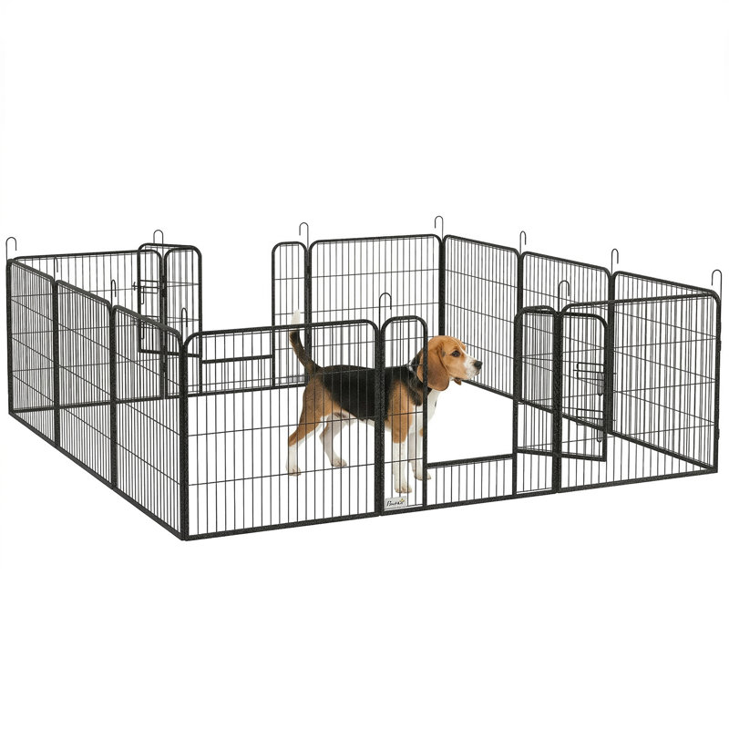 Enclos pour chien avec barrière, parc à 12 panneaux pour chiots intérieur extérieur, H 31,5 po