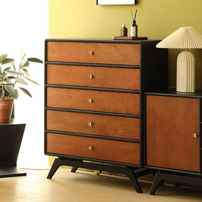 All solid wood retro simple five-bucket locker