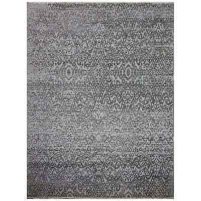 Ikat Area Rug in Light Blue/Black