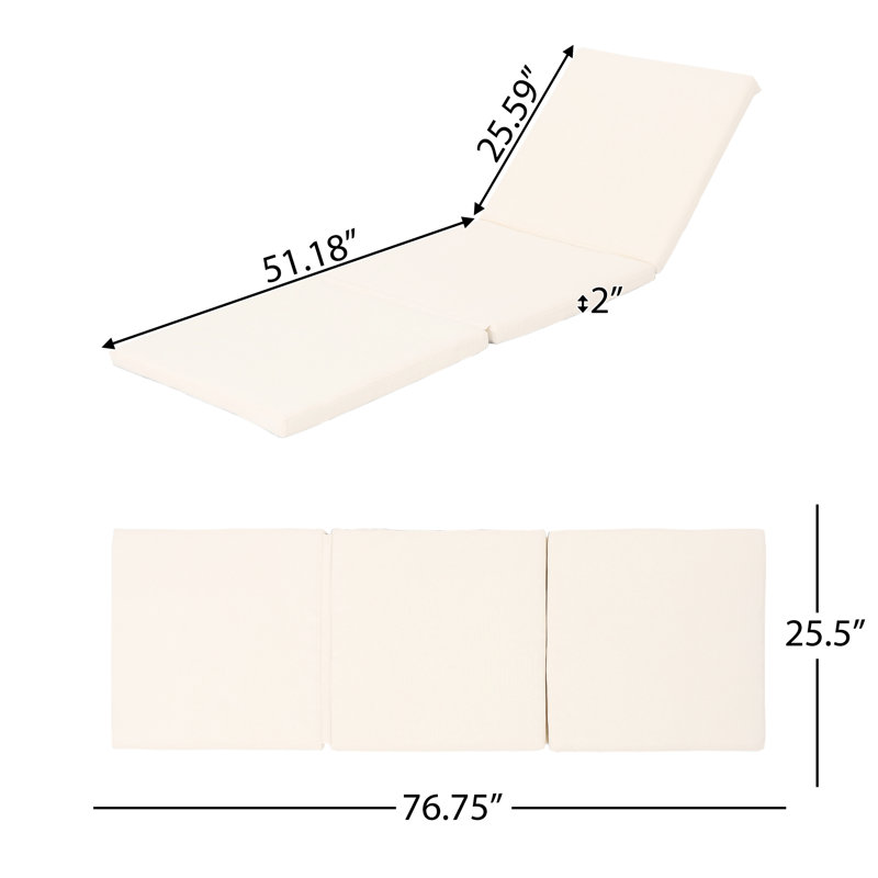 Coussin de patio extérieur crème, eau - P 75,52 po x l 26,22 po, H 2,03 po, aucun assemblage requis pour un coussin de véranda