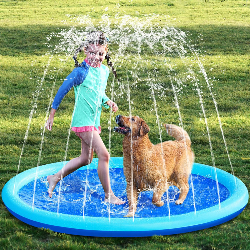 Tapis anti-dérapant anti-éclaboussures - Tapis de jeu d'extérieur pour enfants, H 4 po x l 60 po x P 60 po, Bleu