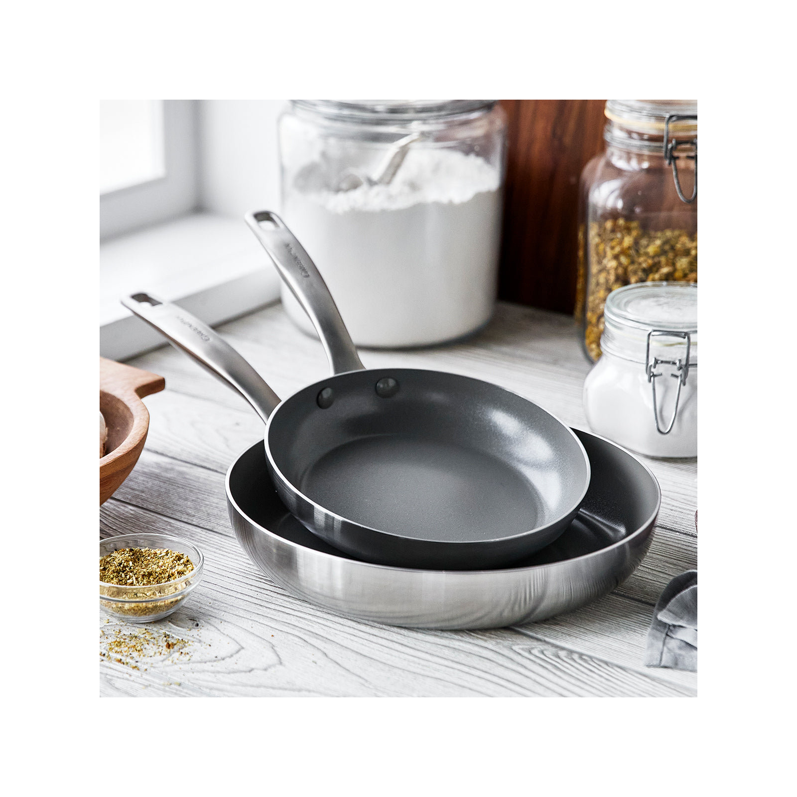 GreenPan Chatham Healthy Ceramic Nonstick Stainless Steel 2 Piece Frying Pan Set