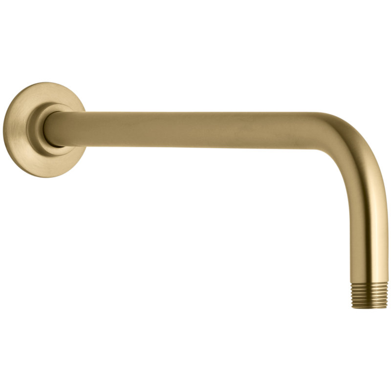 Bras de douche à angle droit, Or brossé éclatant de style moderne