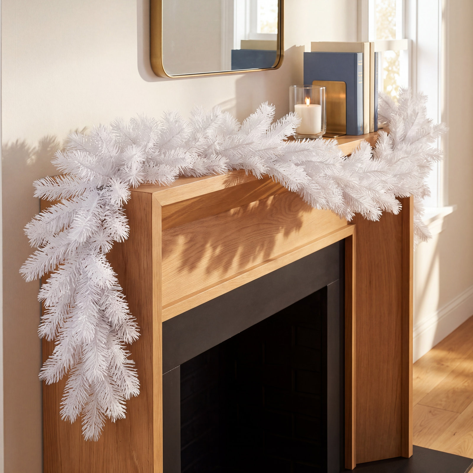 Peabody 108'' in. Lighted Faux Garland, 12" x 108", White
